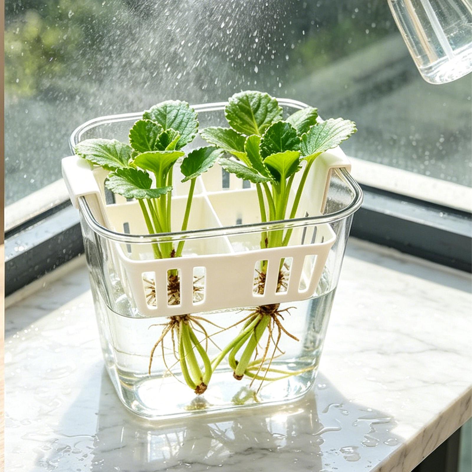 Net Pot 3 Inch - 4グリッド水耕栽培苗床ポットプランターコンテナクリアチューリッププランタープラスチック製正方形植栽バスケット屋内園芸