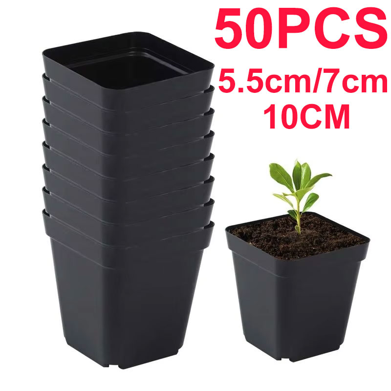 Net Pot 3 Inch - 苗ポット 50 個正方形植物播種 - 植栽カッププラスチック深い苗床ツリーポット花植物コンテナポット庭の成長