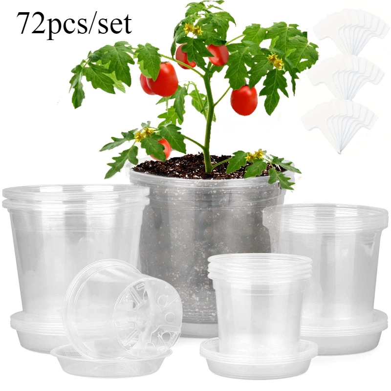 72 ピース/セット透明な保育園ポットプラント、トレイとラベ - Net Pot 3 Inch のレビューと価格